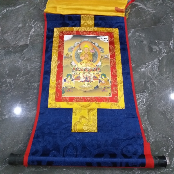 Tranh Thangka Tổ Tông Khách Ba (Tsongkhapa)_35x20cm